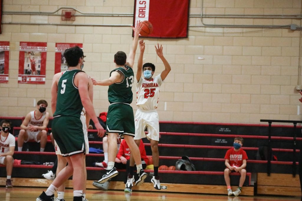 Junior Shrey Patel buries one of his two 3-pointers in the 4th quarter. 