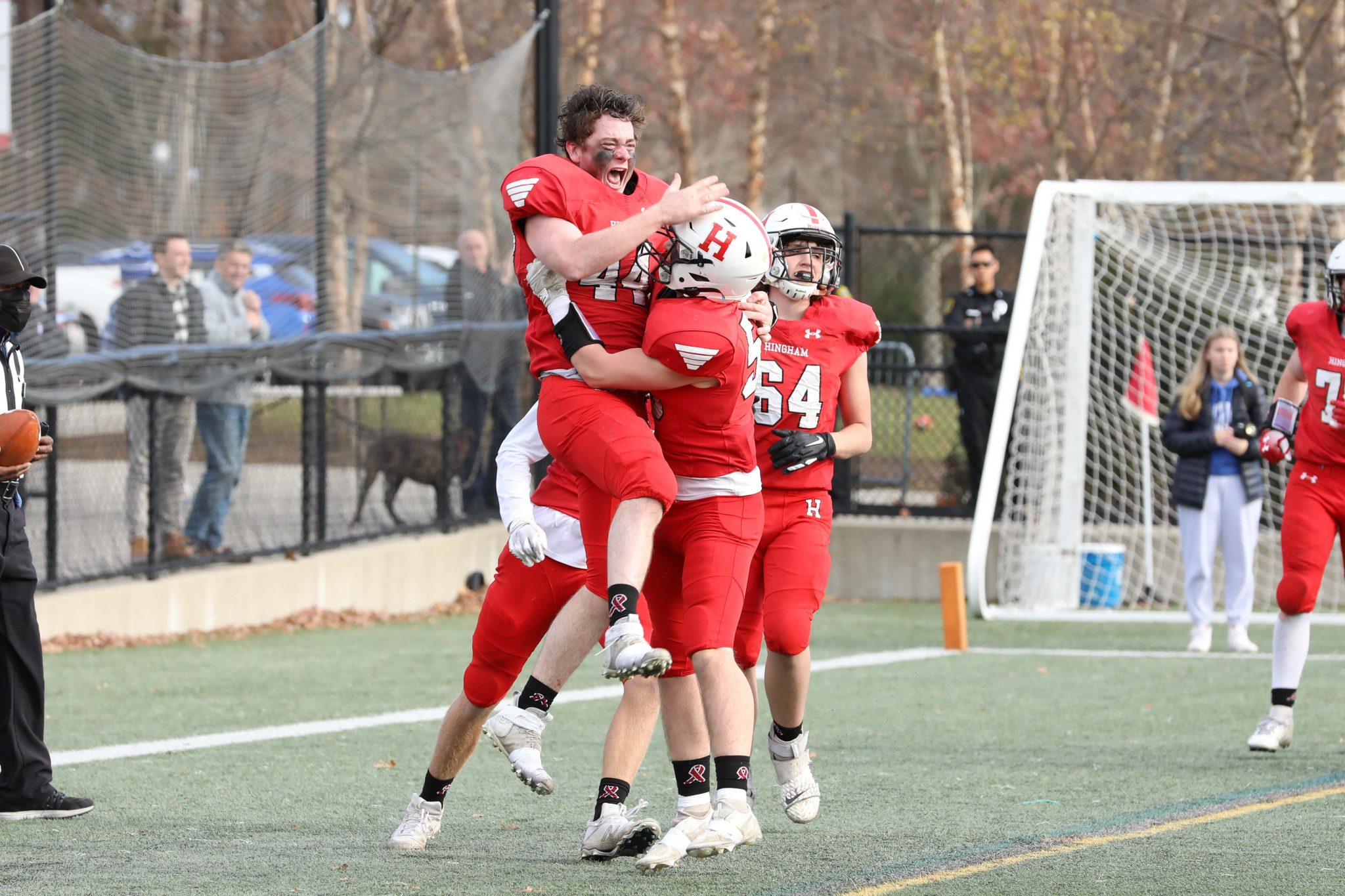 Senior captain Will Griffin scored his first of two TD's in his final game as a Hingham Harbormen.