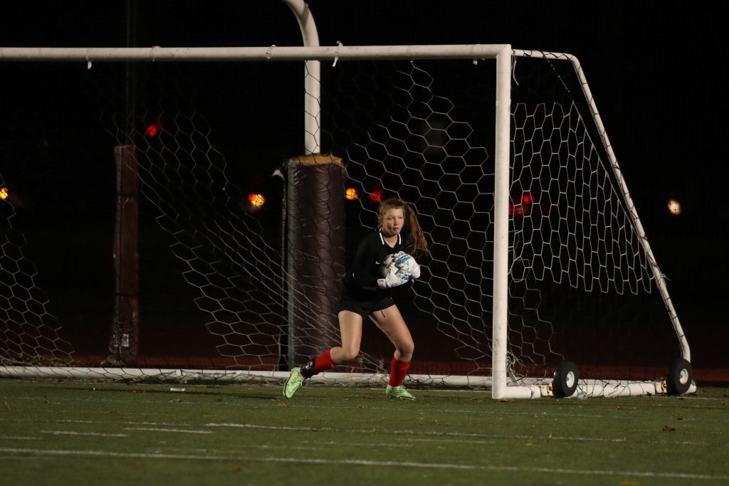 Senior Kathryn Wison only need to make a few stops in Hingham's win. 