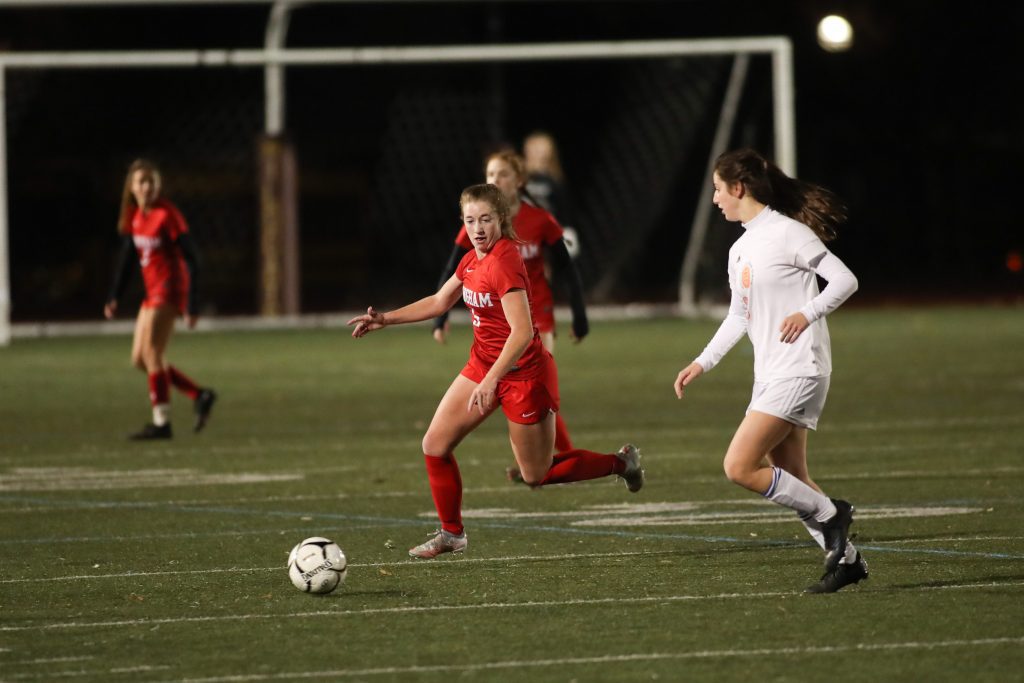 Senior captain Ava Maguire had 1 of Hingham's four goals on the night.