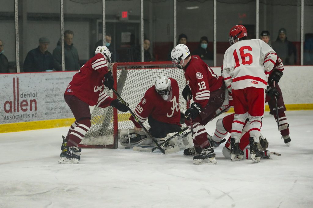 Junior Aidan Brazel gets his stick on the puck, which ends up in the back of the net. 