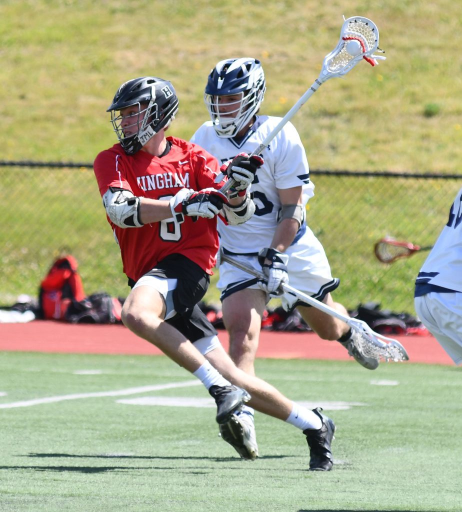Connor Hartman takes a shot against St. John's Prep in the State Semifinal on Saturday at Burlington High School.