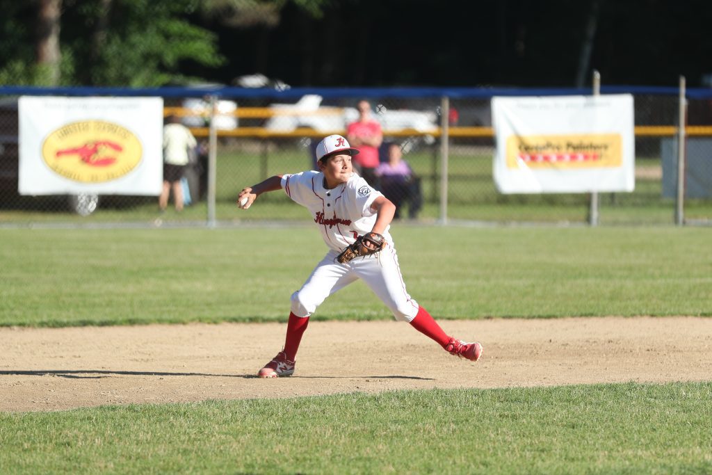 Michael Cignetti throws out a runner from short shot in Hingham's 10-0 win over Braintree East.