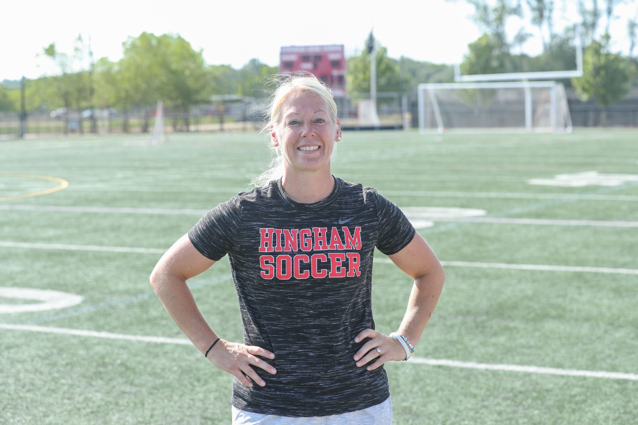 New Hingham High School girls soccer coach Mary-Frances Monroe.