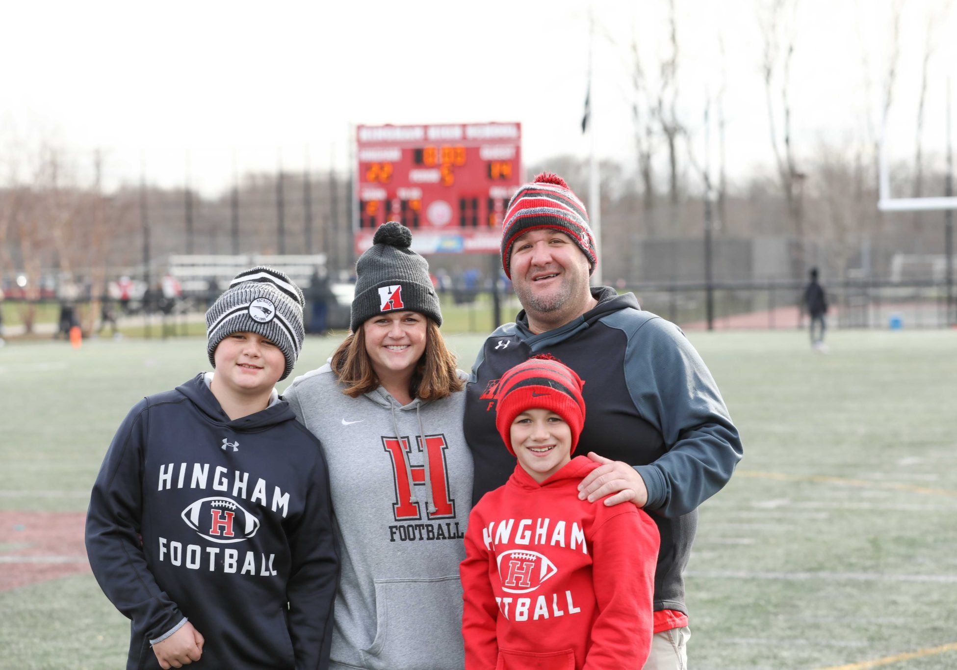 Becky Nutley, along with husband Mark and kids Adam and Sean were honored during a HHS football game in November of 2021.