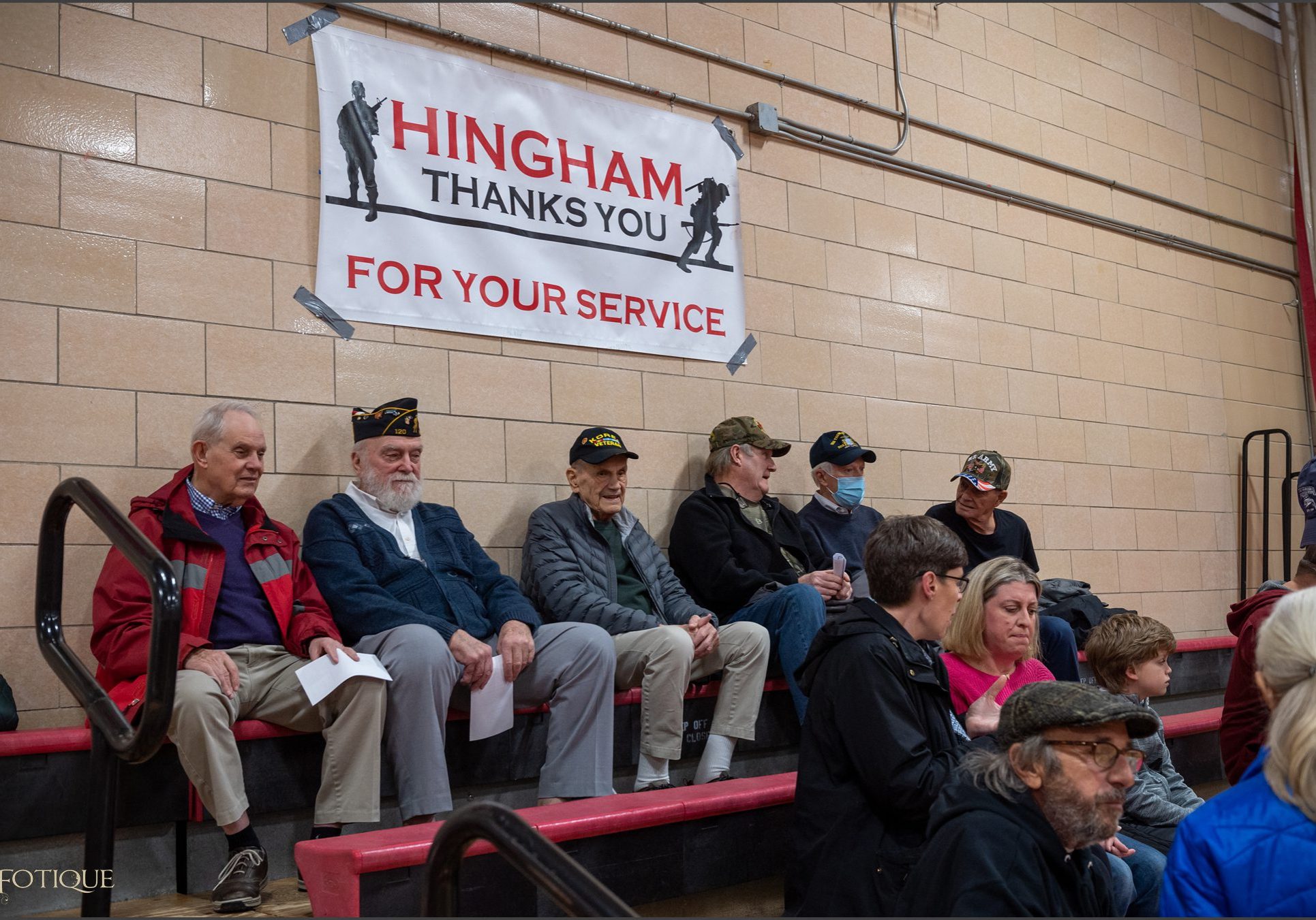 Hingham Veterans were recognized last night before Hingham's wrestling match vs Plymouth North. 