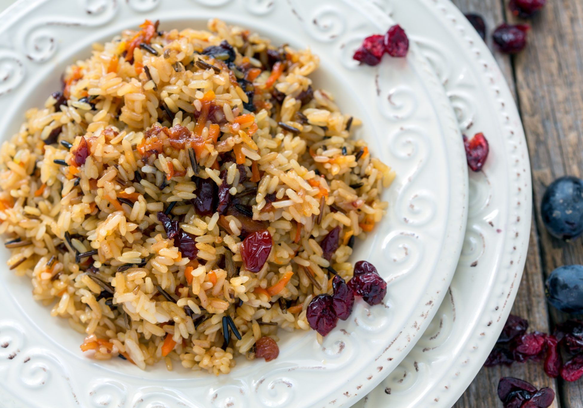 Vegetarian pilaf from a mixture of wild and white rice.